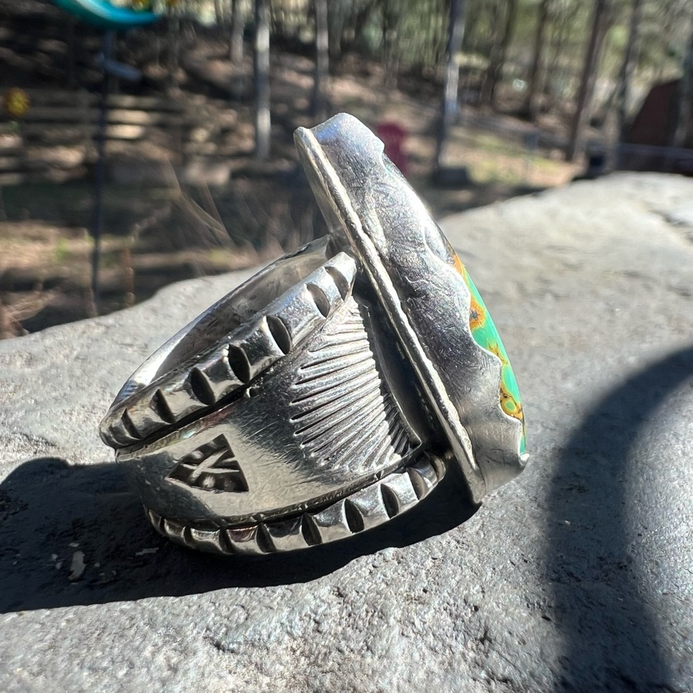 Native American Blackjack Turquoise Ring - Picture 4 of 8